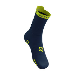 COMPRESSPORT Klassische Fahrradsocken - PRO RACING V4.0 RUN HIGH - Blau/Gelb