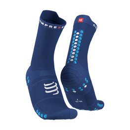 COMPRESSPORT Klassische Fahrradsocken - PRO RACING V4.0 RUN HIGH - Blau