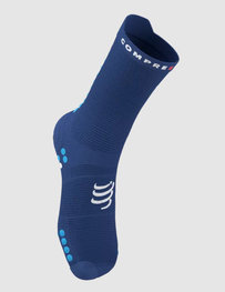 COMPRESSPORT Klassische Fahrradsocken - PRO RACING V4.0 RUN HIGH - Blau