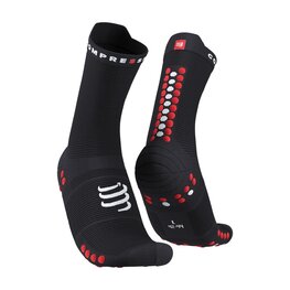 COMPRESSPORT Klassische Fahrradsocken - PRO RACING  V4.0 RUN HIGH - Schwarz/Rot