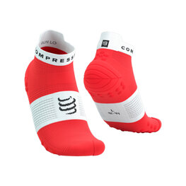 COMPRESSPORT Klassische Fahrradsocken - PRO RACING V4.0 RUN LOW - Rot/Weiß