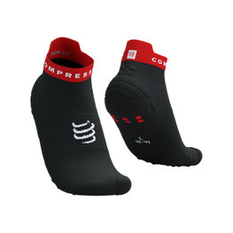COMPRESSPORT Knöchelhohe Fahrradsocken - PRO RACING V4.0 RUN LOW - Schwarz/Rot