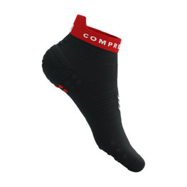 COMPRESSPORT Knöchelhohe Fahrradsocken - PRO RACING V4.0 RUN LOW - Schwarz/Rot
