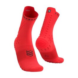 COMPRESSPORT Klassische Fahrradsocken - PRO RACING SOCKS V4.0 TRAIL - Rot/Schwarz