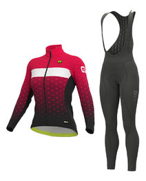 ALÉ Radtrikot und Hose für den Winter - PR-R STARS LADY WNT - Rosa/Schwarz