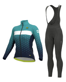 ALÉ Radtrikot und Hose für den Winter - PR-R STARS LADY WNT - Schwarz/Hellblau