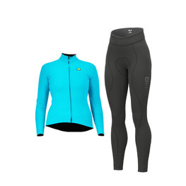 ALÉ Radtrikot und Hose für den Winter - WARM RACE+ESSENTIAL - Türkis/Schwarz