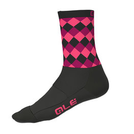 ALÉ Klassische Fahrradsocken - RUMBLES  - Schwarz/Rosa