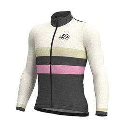ALÉ Langarm Fahrradtrikot für den Sommer - VINTAGE SMR MERINO - Weiß/Grau