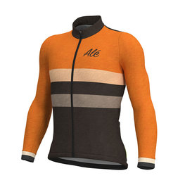 ALÉ Langarm Fahrradtrikot für den Sommer - VINTAGE SMR MERINO - Orange/Schwarz