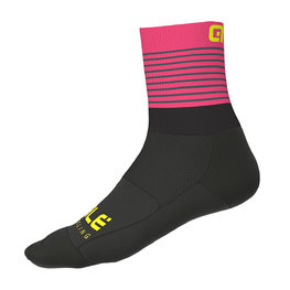 ALÉ Klassische Fahrradsocken - PIUMA  - Schwarz/Rosa