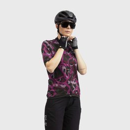 ALÉ Kurzarm Fahrradtrikot - WOODLAND GRAVEL LADY - Rosa/Lila/Schwarz