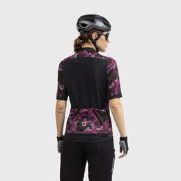 ALÉ Kurzarm Fahrradtrikot - WOODLAND GRAVEL LADY - Rosa/Lila/Schwarz