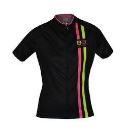 Kurzarm Fahrradtrikot - ITEM TWO LADY - Gelb/Schwarz/Rosa