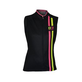 Ärmelloses Fahrradtrikot - ITEM TWO LADY - Rosa/Schwarz/Gelb