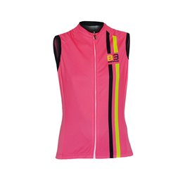 Ärmelloses Fahrradtrikot - ITEM TWO LADY - Schwarz/Gelb/Rosa