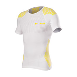BIOTEX Kurzarm Fahrrad-Shirt - BIOFLEX RAGLAN - Weiß/Gelb