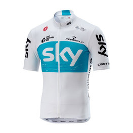 CASTELLI Kurzarm Fahrradtrikot - SKY 2018 FAN - Weiß/Hellblau