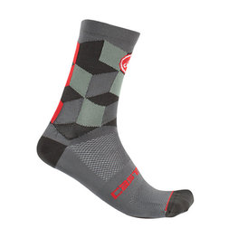 CASTELLI Klassische Fahrradsocken - UNLIMITED 15 - Grau/Rot
