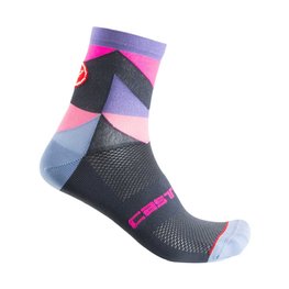 CASTELLI Klassische Fahrradsocken - UNLIMITED W LADY - Blau/Grau/Rosa