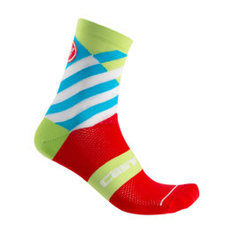 CASTELLI Klassische Fahrradsocken - TALENTO W LADY - Hellgrün/Hellblau/Rot