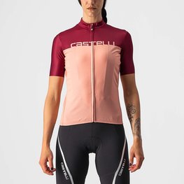 CASTELLI Kurzarm Fahrradtrikot - VELOCISSIMA LADY - bordeaux/Rosa
