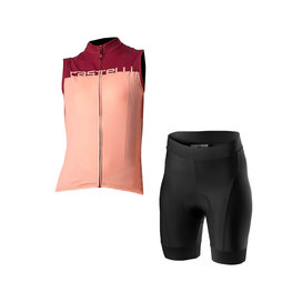 CASTELLI Kurzarm Radtrikot und Shorts - VELOCISSIMA LADY - Rosa/bordeaux/Schwarz