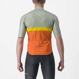 CASTELLI Kurzarm Fahrradtrikot - A BLOCCO - Orange/bordeaux/Grün/Gelb