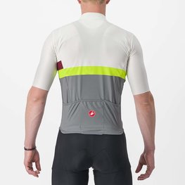 CASTELLI Kurzarm Fahrradtrikot - A BLOCCO - bordeaux/Grau/Gelb/Elfenbein