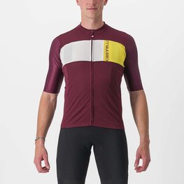 CASTELLI Kurzarm Fahrradtrikot - PROLOGO VII - Gelb/Elfenbein/bordeaux