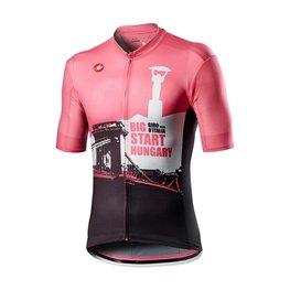 CASTELLI Kurzarm Fahrradtrikot - HUNGARY BIG START - Rosa/Schwarz/Weiß