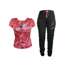 HAVEN MTB Radtrikot und Hose - PEARL NEO LADY - Schwarz/Rosa