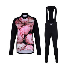 HOLOKOLO Radtrikot und Hose für den Winter - PEONY LADY WINTER  - Rosa/Schwarz