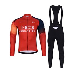 BONAVELO Radtrikot und Hose für den Winter - INEOS 2024 WINTER - Blau/Schwarz/Rot