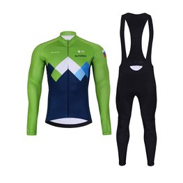 BONAVELO Radtrikot und Hose für den Winter - SLOVENIA WINTER - Grün/Schwarz/Blau