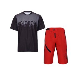 HOLOKOLO MTB Radtrikot und Hose - FORCE MTB - Weiß/Rot/Schwarz