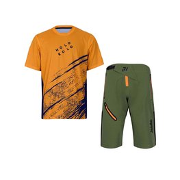 HOLOKOLO MTB Radtrikot und Hose - UNIVERSE MTB - Grün/Orange/Schwarz