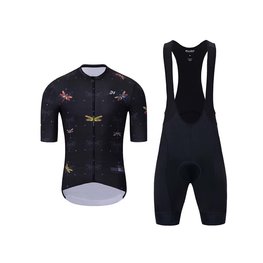 HOLOKOLO Kurzarm Radtrikot und Shorts - DRAGONFLIES ELITE - Schwarz