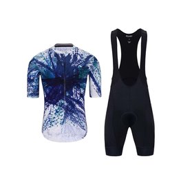 HOLOKOLO Kurzarm Radtrikot und Shorts - TRACES ELITE - Blau/Schwarz/Weiß