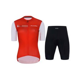 HOLOKOLO Kurzarm Radtrikot und Shorts - VIBES LADY - Rot/Weiß/Schwarz