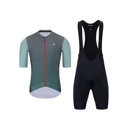 HOLOKOLO Kurzarm Radtrikot und Shorts - INFINITY - Schwarz/Grau