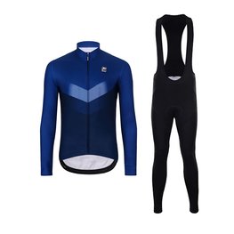 HOLOKOLO Langarm Radtrikot und Hose - ARROW WINTER - Schwarz/Blau