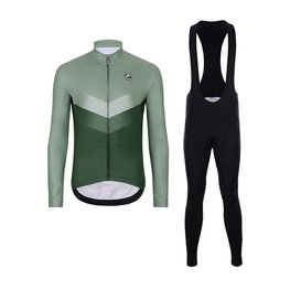 HOLOKOLO Langarm Radtrikot und Hose - ARROW WINTER - Schwarz/Grün