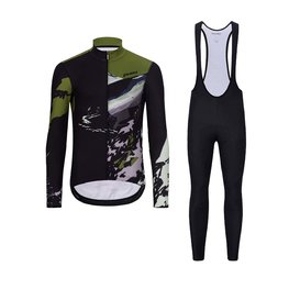 HOLOKOLO Langarm Radtrikot und Hose - CAMOUFLAGE WINTER - Schwarz/Grün