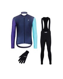 HOLOKOLO Radtrikot und Hose für den Winter - PERFORMANCE WINTER - Grün/Schwarz/Lila