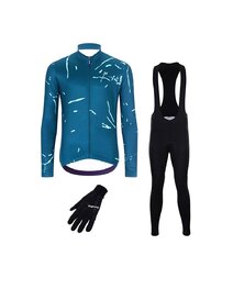 HOLOKOLO Langarm Radtrikot und Hose - PASSION WINTER - Blau/Schwarz