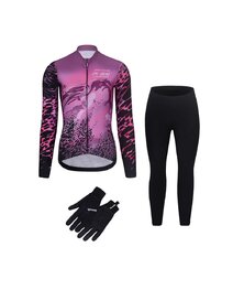 RIVANELLE Fahrradjacke und Hose für den Winter - ROSESCAPE - Lila/Schwarz