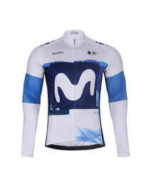 BONAVELO Langarm Radtrikot und Hose - MOVISTAR 2025 WINTER - Blau/Schwarz/Weiß