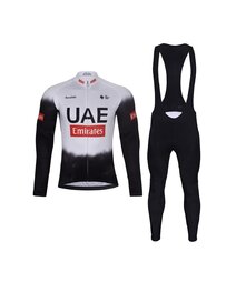 BONAVELO Langarm Radtrikot und Hose - UAE 2025 WINTER - Weiß/Schwarz