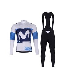 BONAVELO Langarm Radtrikot und Hose - MOVISTAR 2025 WINTER - Blau/Schwarz/Weiß